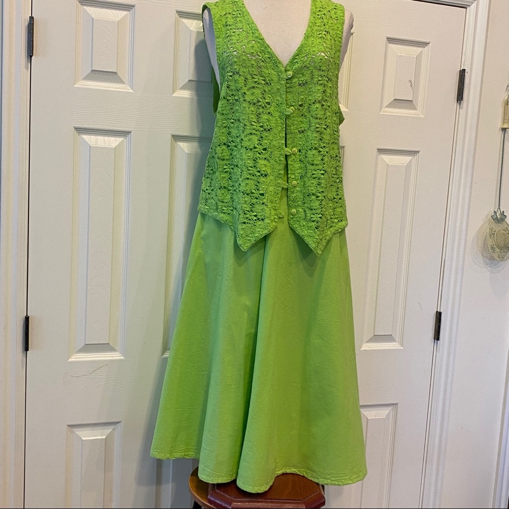 Vintage RENATA Skirt/Crochet Vest Set NEW Guatemala L